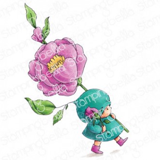 BUNDLE GIRL WITH A ROSE RUBBER STAMP